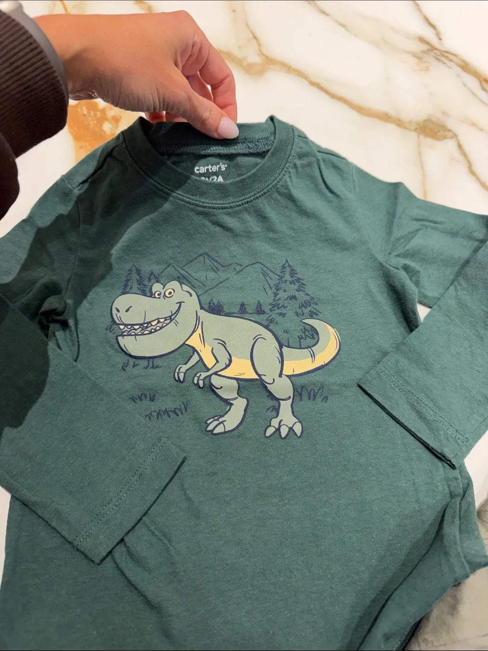 Carter's Long-Sleeve Dino Tee Set - Dark Green & Olive